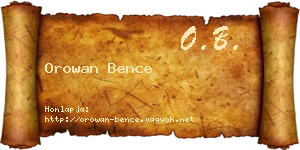 Orowan Bence névjegykártya